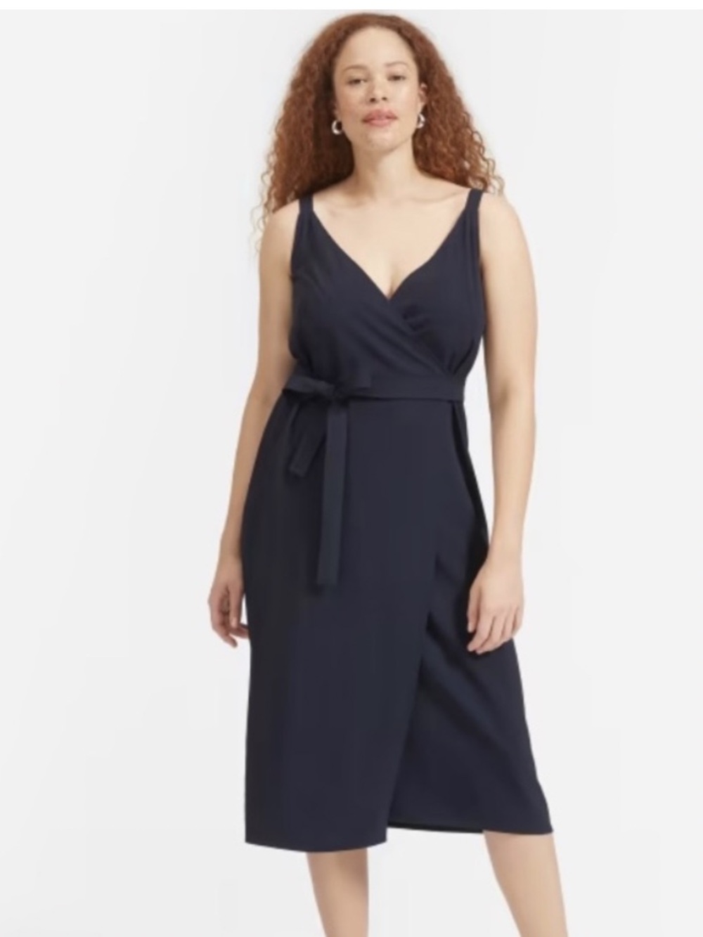 Everlane Japanese GoWeave Black Tank Wrap Midi Dress Sz XL 16? Size tag removed